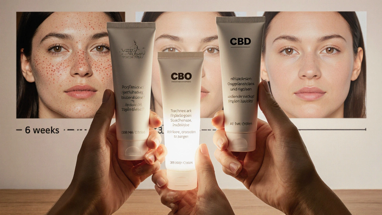 Vergleich von CBG-, CBD- und Cortison-Creme mit sich verändernder Hautstruktur.