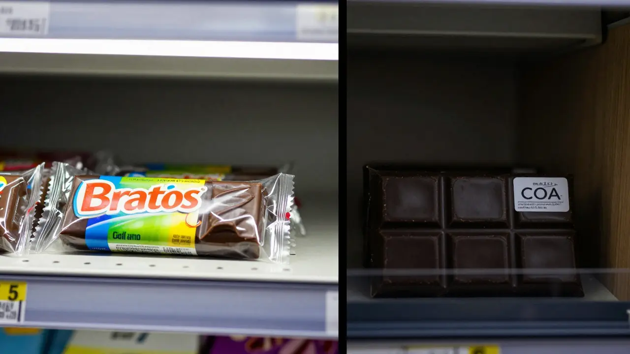 Vergleich von minderwertiger und hochwertiger CBD-Schokolade