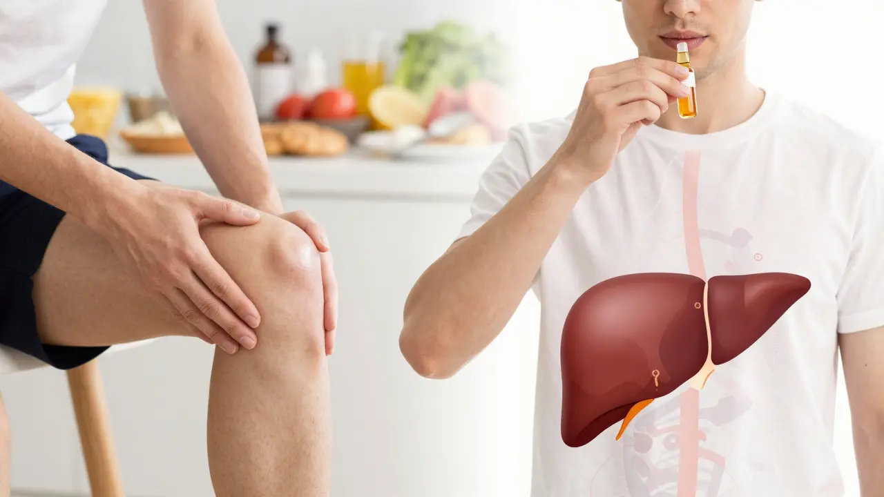 Split-Szene: CBD-Creme wirkt lokal, CBD-Öl unterstützt die Leber bei der Fettverarbeitung.