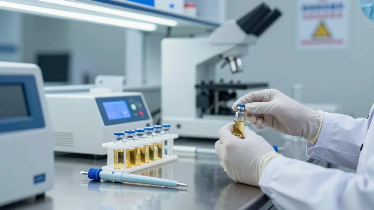 Laborumgebung mit Qualitätskontrollausrüstung und Proben