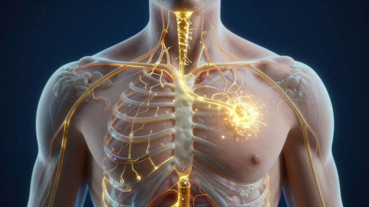 Konzeptuelle Darstellung der systemischen Wirkung von Öl gegenüber der lokalen Wirkung von Lotion.