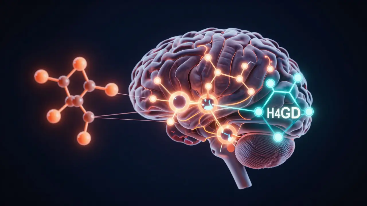 Abstrakte Darstellung von HHC und H4CBD im Gehirn