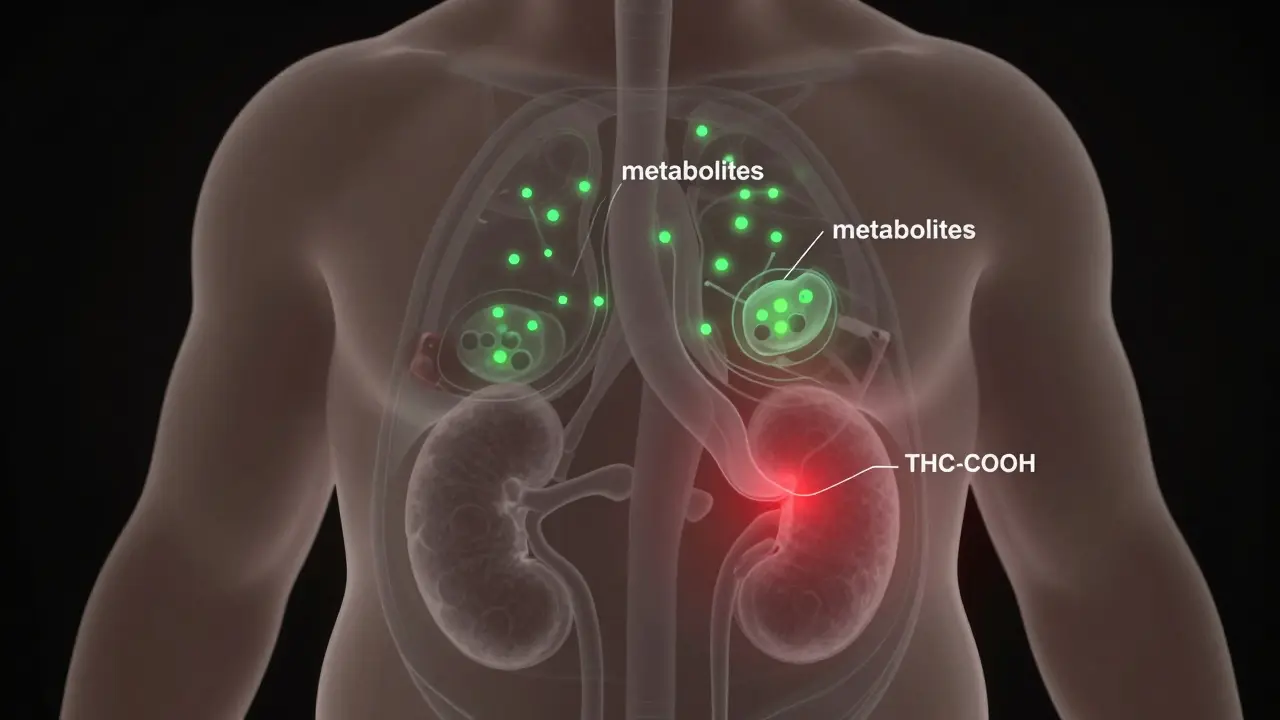 Abstrakte Darstellung von Metaboliten-Akkumulation im menschlichen Körper