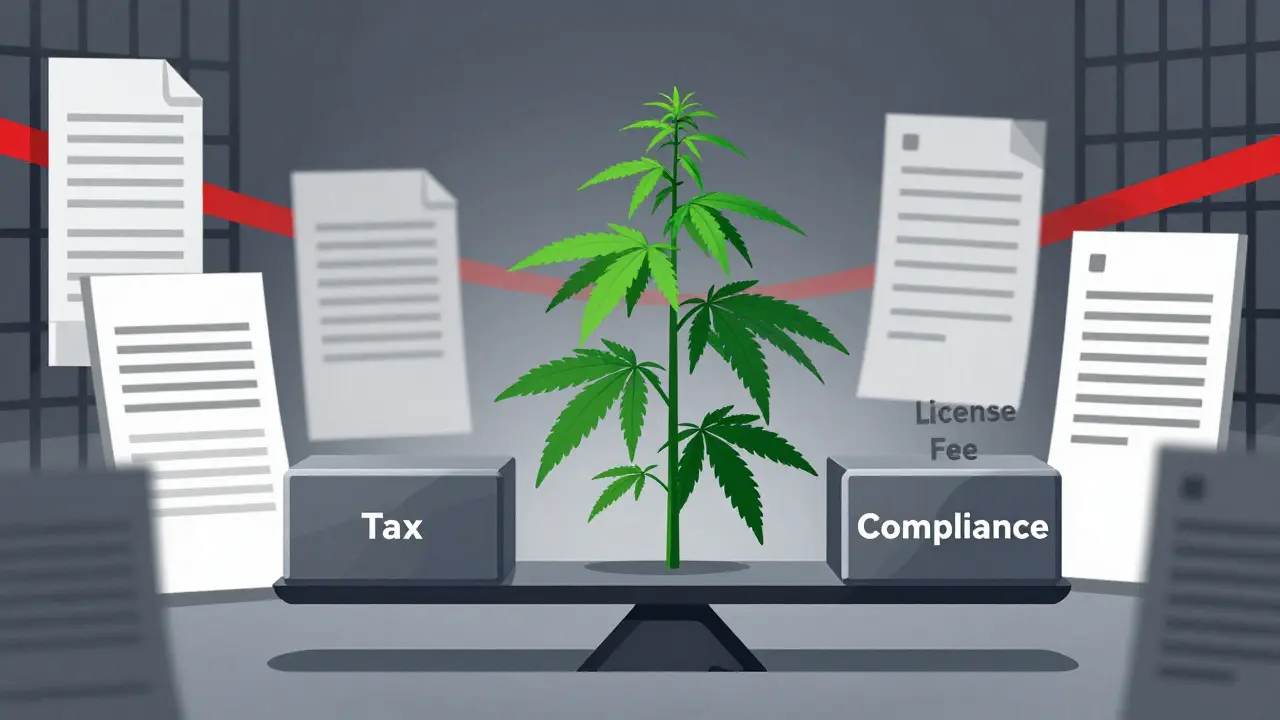 Grafik zu Steuer- und Lizenzkosten im Cannabis-Markt