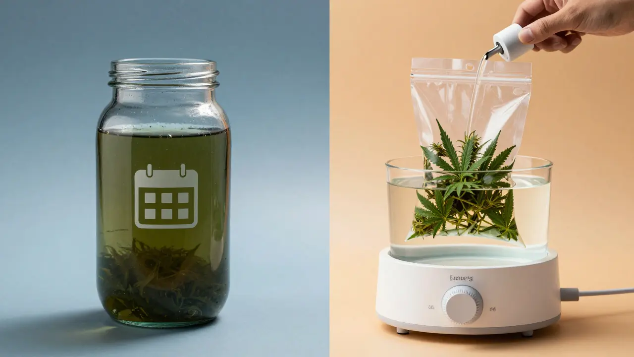 Vergleich von kalter und warmer Cannabis-Infusionsmethode