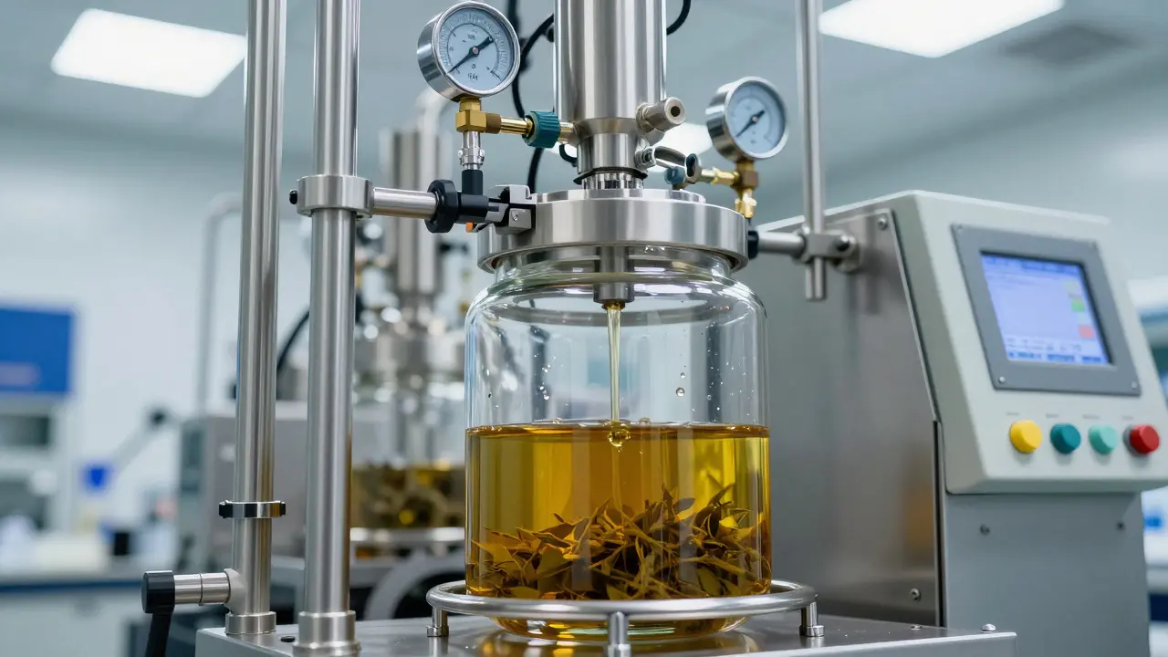 Hochmoderne CO2-Extraktionsmaschine verarbeitet Hanf zu reinem CBD-Öl
