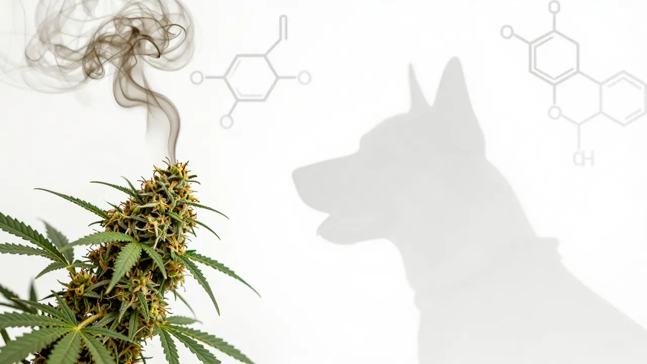Konzeptionelle Darstellung von Geruchsmolekülen von THC und CBD