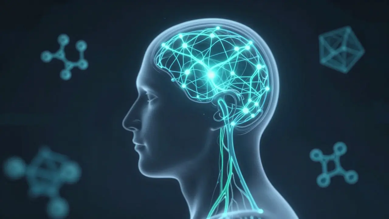 Abstrakte Darstellung des körpereigenen Endocannabinoid-Systems