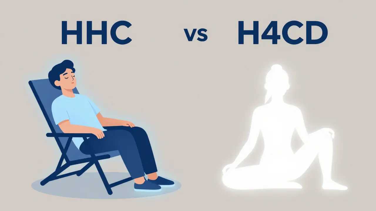 Konzeptbild: Entspannung bei HHC versus Klarheit bei H4CBD