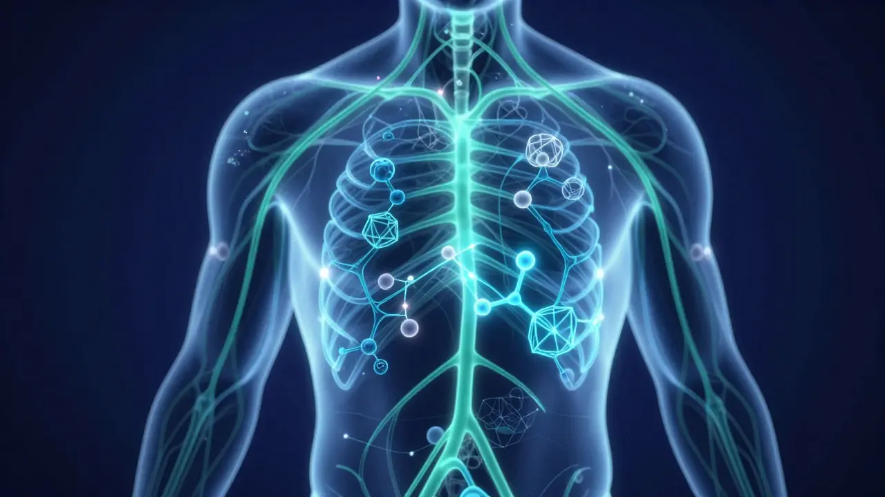 Konzeptionelle Illustration des Endocannabinoid-Systems im menschlichen Körper