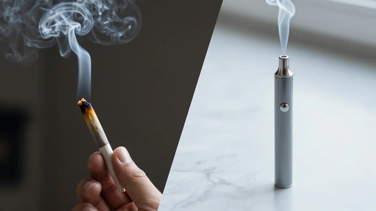 Vergleich von brennendem Joint und sauberem Vaporizer