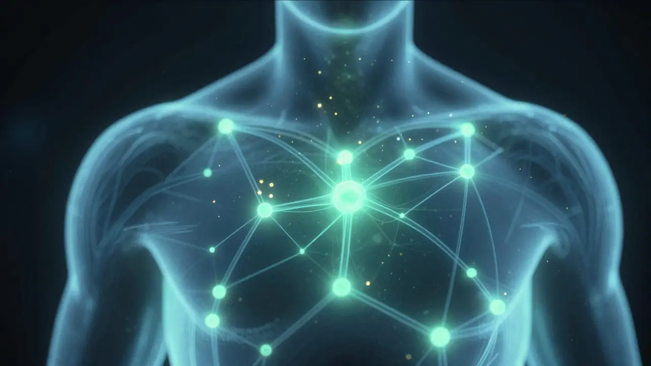 Abstrakte Darstellung des Endocannabinoid-Systems im Körper