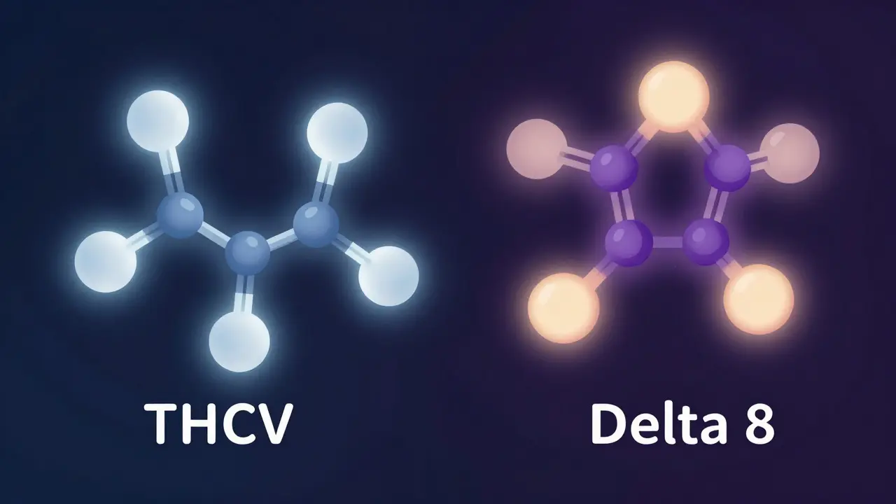 Abstrakte Darstellung zweier Moleküle mit kühlem und warmem Licht zur Veranschaulichung der Effekte