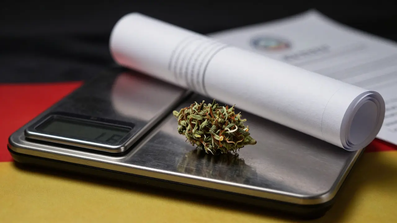 CBD-Blüte mit Labortest-Zertifikat und Waage